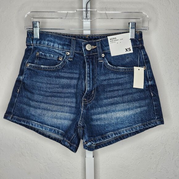 Aeropostale Mom Short 2.5” Dark Wash Denim High Rise Stretch XS NWT - Picture 1 of 7
